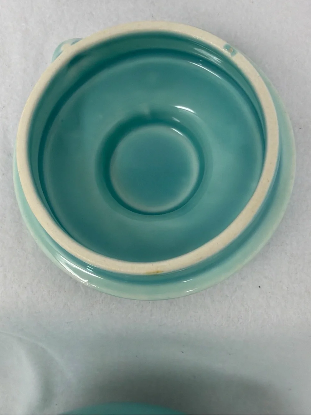 Vintage Teal Ceramic Teapot with Lid